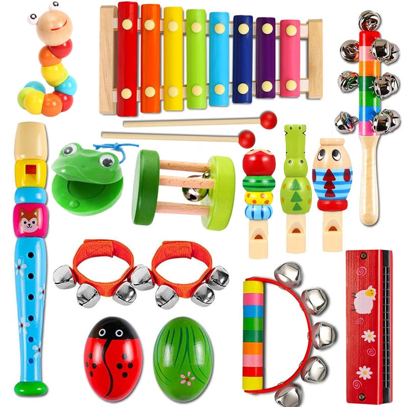 Brinquedo Montessori Kit Musical em Madeira Colorido Educativo