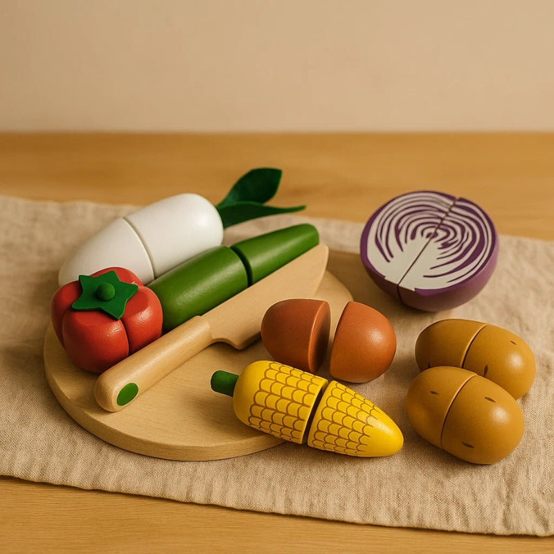 Brinquedo Montessori - Frutas e Legumes Cortáveis Divertidos