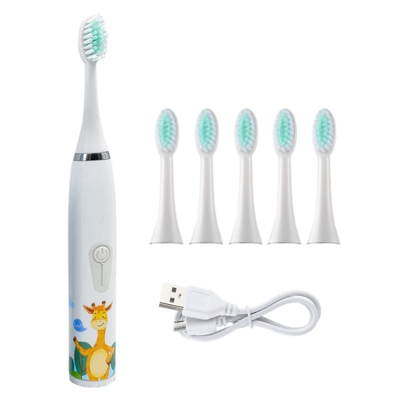 Escova de Dente Infantil Elétrica - Desenho Animado Branco