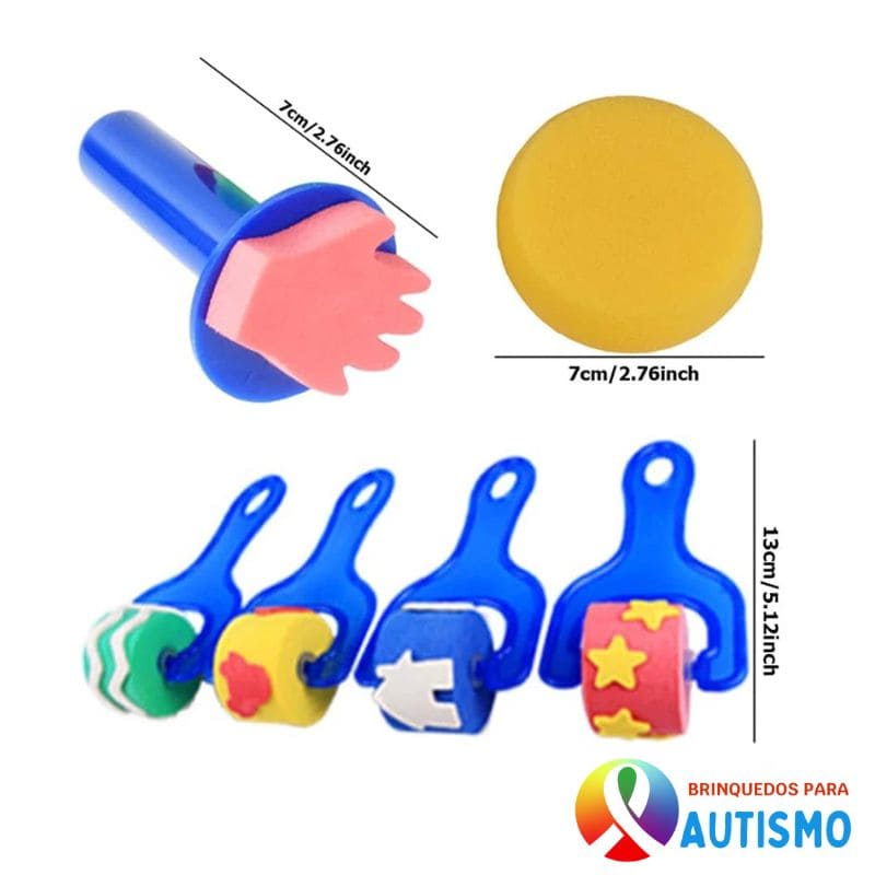 Kit Pincel de Esponja Infantil Com 30 Unidades