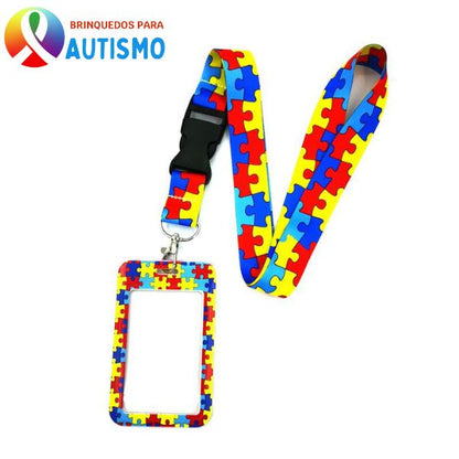 Cordão Autismo Com Crachá Quebra Cabeça