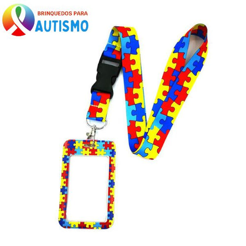 Cordão Autismo Com Crachá Quebra Cabeça