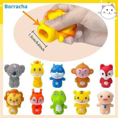 Dedoches de Animais Brinquedo Educativo 10 Unidades
