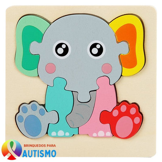 Quebra Cabeça Infantil de Madeira Animais