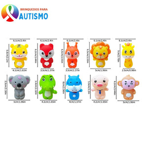 Dedoches de Animais Brinquedo Educativo 10 Unidades