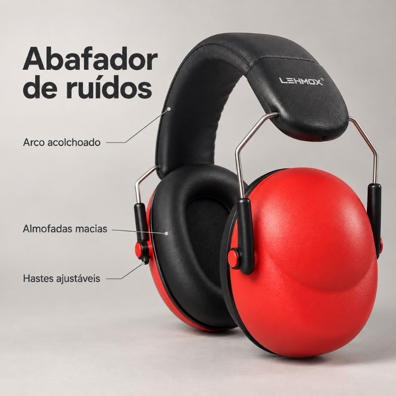 Abafador de Ruído Infantil Essencial – Ajustável Vermelho 