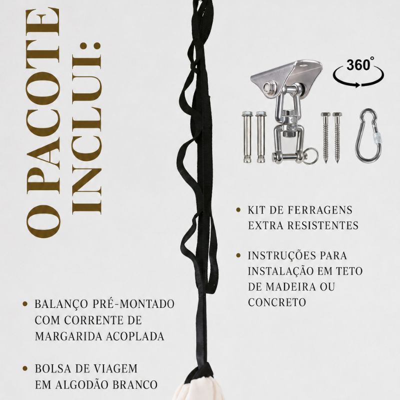 Kit de acessórios para instalação do balanço sensorial infantil