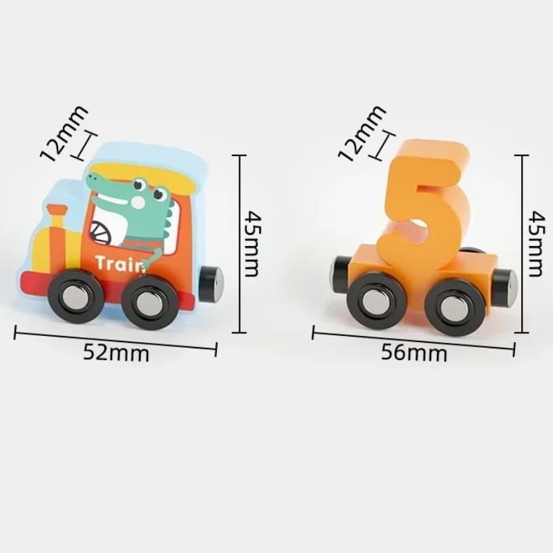Brinquedo Montessori Trem Magnético de Madeira Medidas