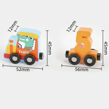 Brinquedo Montessori Trem Magnético de Madeira Medidas