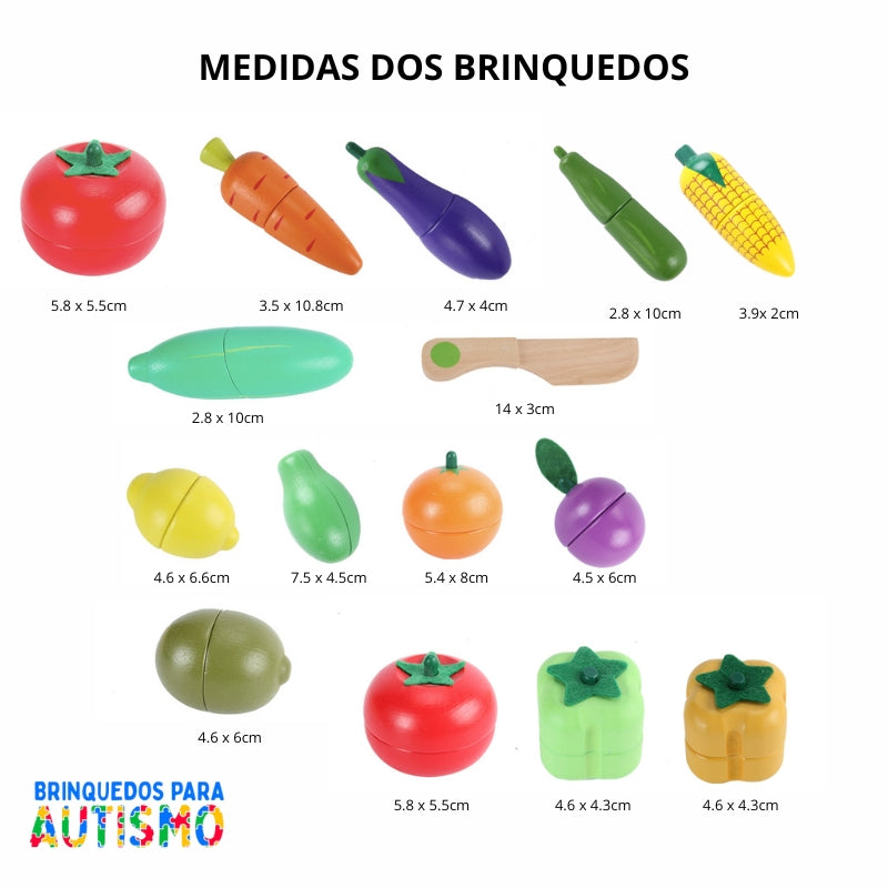 Tamanho do Brinquedo Montessori - Frutas e Legumes Cortáveis Divertidos