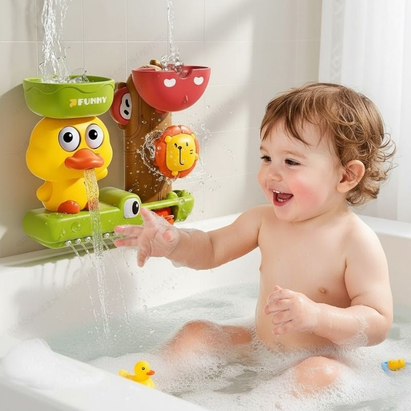 Brinquedo de Banho Interativo com Pato - Chuveiro com Rotação de Água