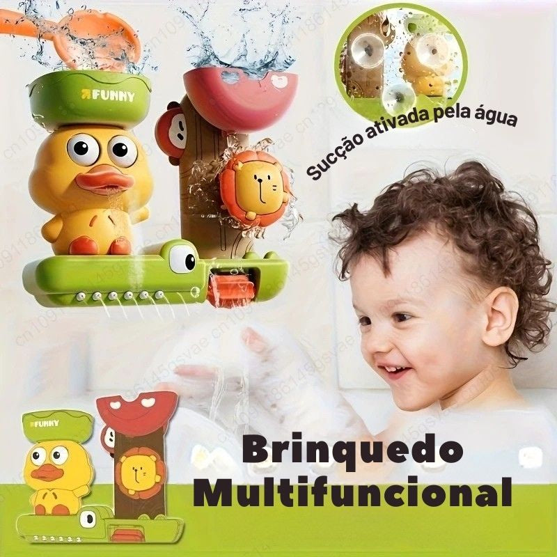 Brinquedo de Banho Interativo com Pato - Chuveiro com Rotação de Água