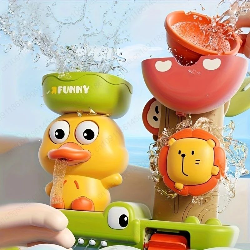 Brinquedo de Banho Interativo com Pato - Chuveiro com Rotação de Água