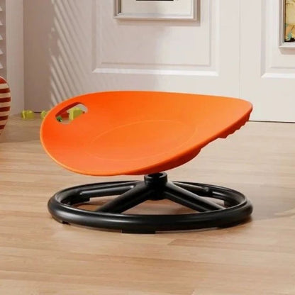 Cadeira sensorial giratória infantil laranja com base preta
