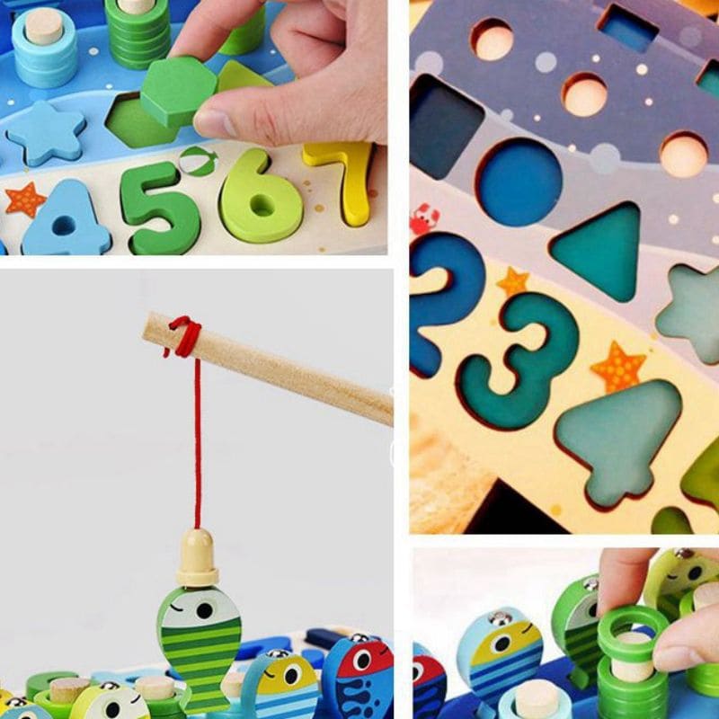 Quebra-cabeças infantil blocos de expressão madeira, montessori