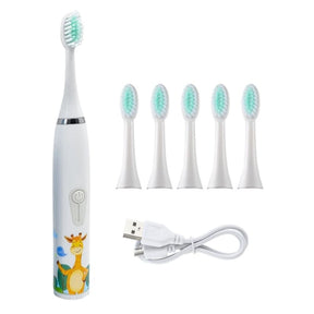 Escova de Dente Infantil Elétrica - Desenho Animado Branco