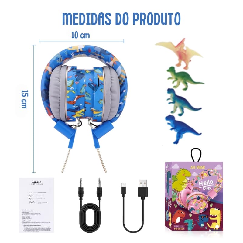 Fone de Ouvido Infantil Bluetooth Medidas