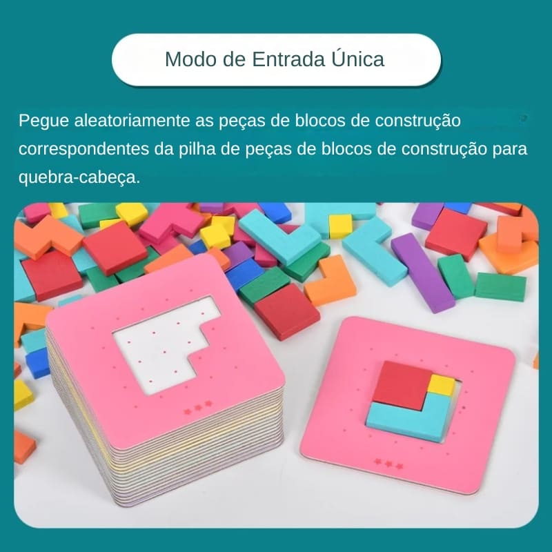 Jogo Blocos de Construção 128 Peças - Brinquedo Montessori 3 Anos