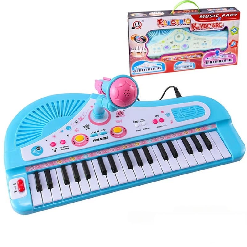 Piano Infantil com Microfone Azul